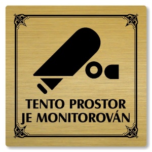 Tento prostor je monitorován, 100x100mm, zlatá, Nebraska